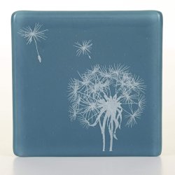 Dandelion Seed Head Glass Coaster,  Screen-printed fused glass