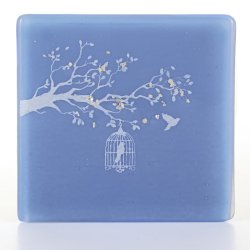 Tree and Birdcage Glass Coaster