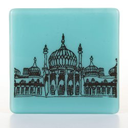 Brighton Royal Pavilion Glass Coaster, Screen-printed fused glass