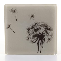 Handmade Fused Glass Dandelion Coaster, Enamel Art, Custom Color (10x10cm)