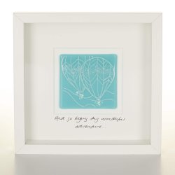 Handmade Glass Hot Air Balloon Picture – Enamel Tile in White Frame