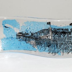 Brighton Pier Wave, Glass Ornament, Glass Art, Kiln-fused glass made in Brighton