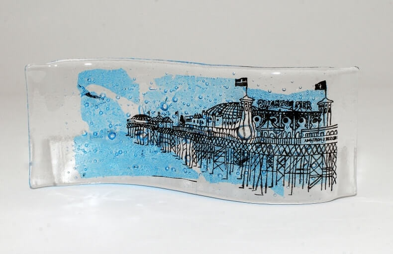 Brighton Pier Wave, Glass Ornament, Glass Art, Kiln-fused glass made in Brighton
