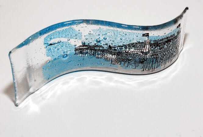 Brighton Pier Wave, Glass Ornament, Glass Art, Kiln-fused glass made in Brighton - Image 2