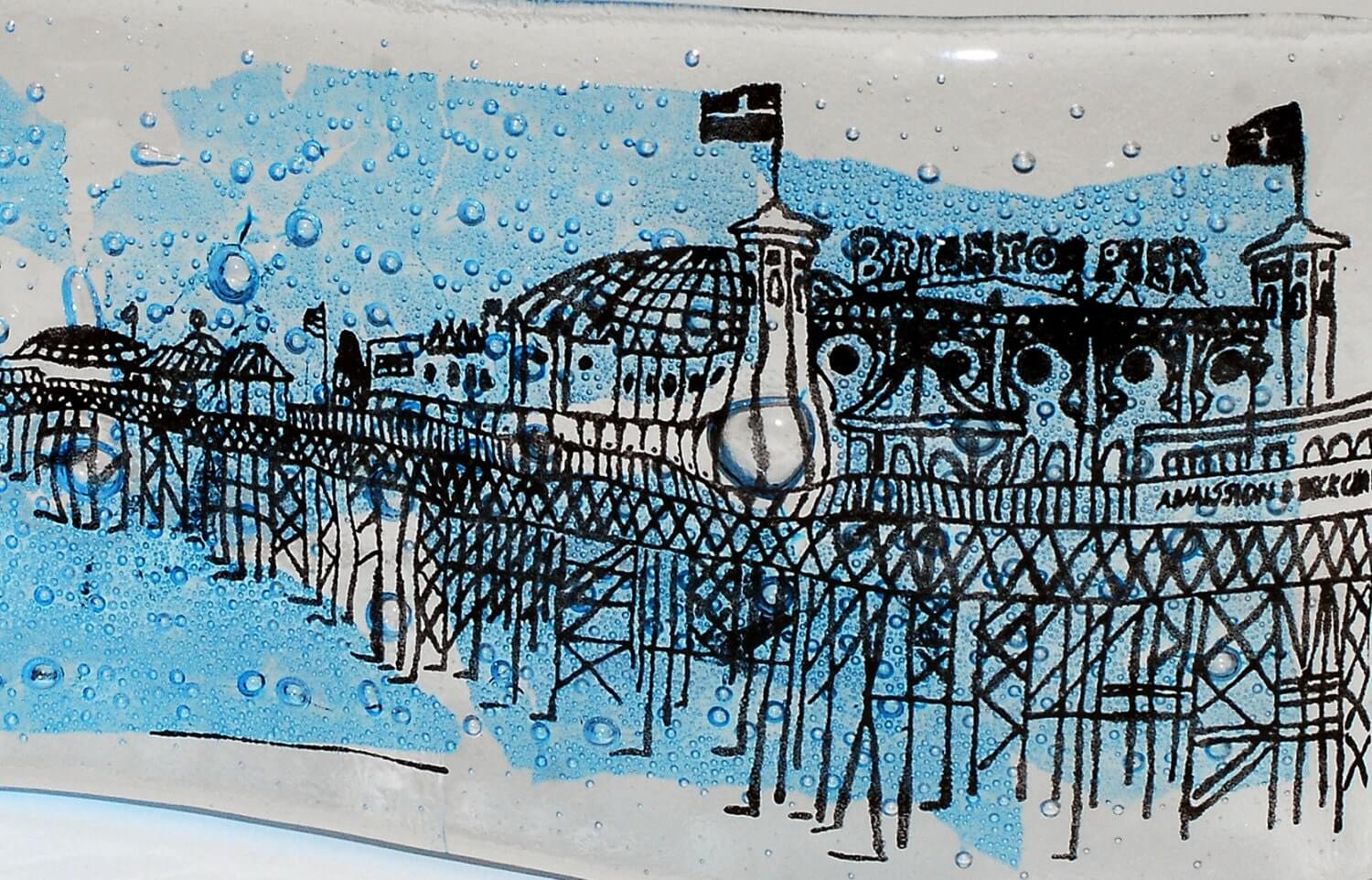 Brighton Pier Wave, Glass Ornament, Glass Art, Kiln-fused glass made in Brighton - Image 3