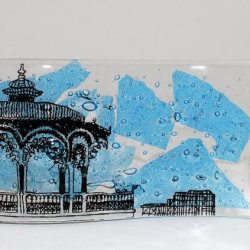 Brighton and Hove Bandstand Glass Ornament, Free-standing glass wave, handmade glass art