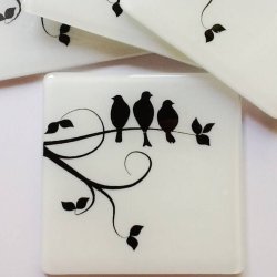 Handmade Glass Bird Silhouette Coasters, Custom Color, Non-Slip Bumper (Set of 2)